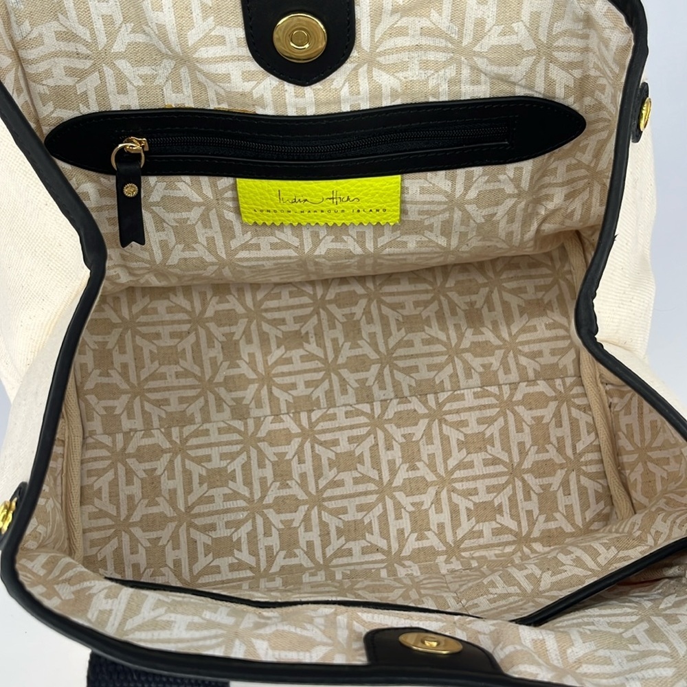 EUC India Hicks Baby Biscayne Bay Canvas & Leather Bag in Sand and Black Combo - Picture 6 of 13